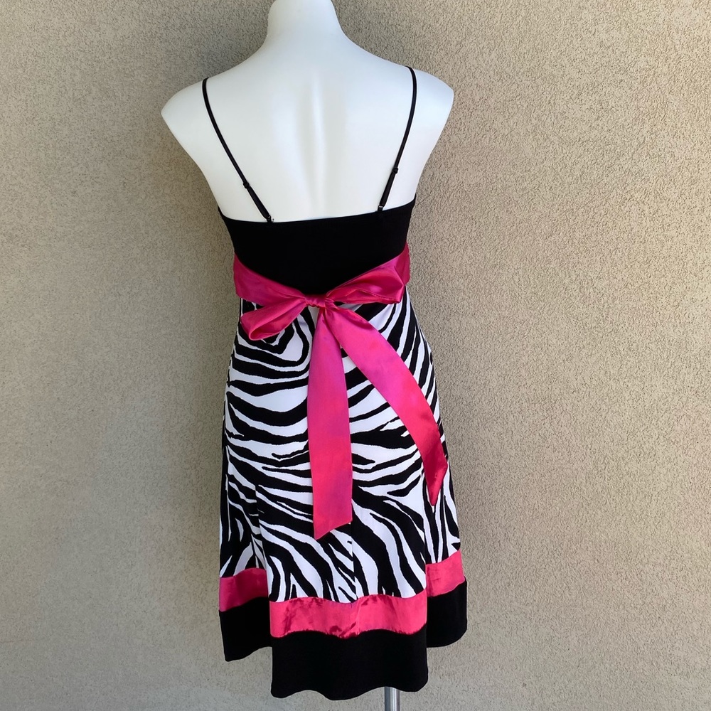 Animal Print Color Block Flirty Bow & Tie Dress - Picture 2 of 4